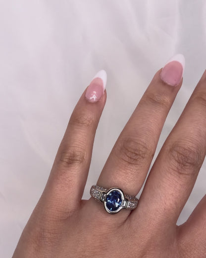 Bague Jonc Saphir 1.90 carat &amp; Diamants 0.84 carat “Roxie”