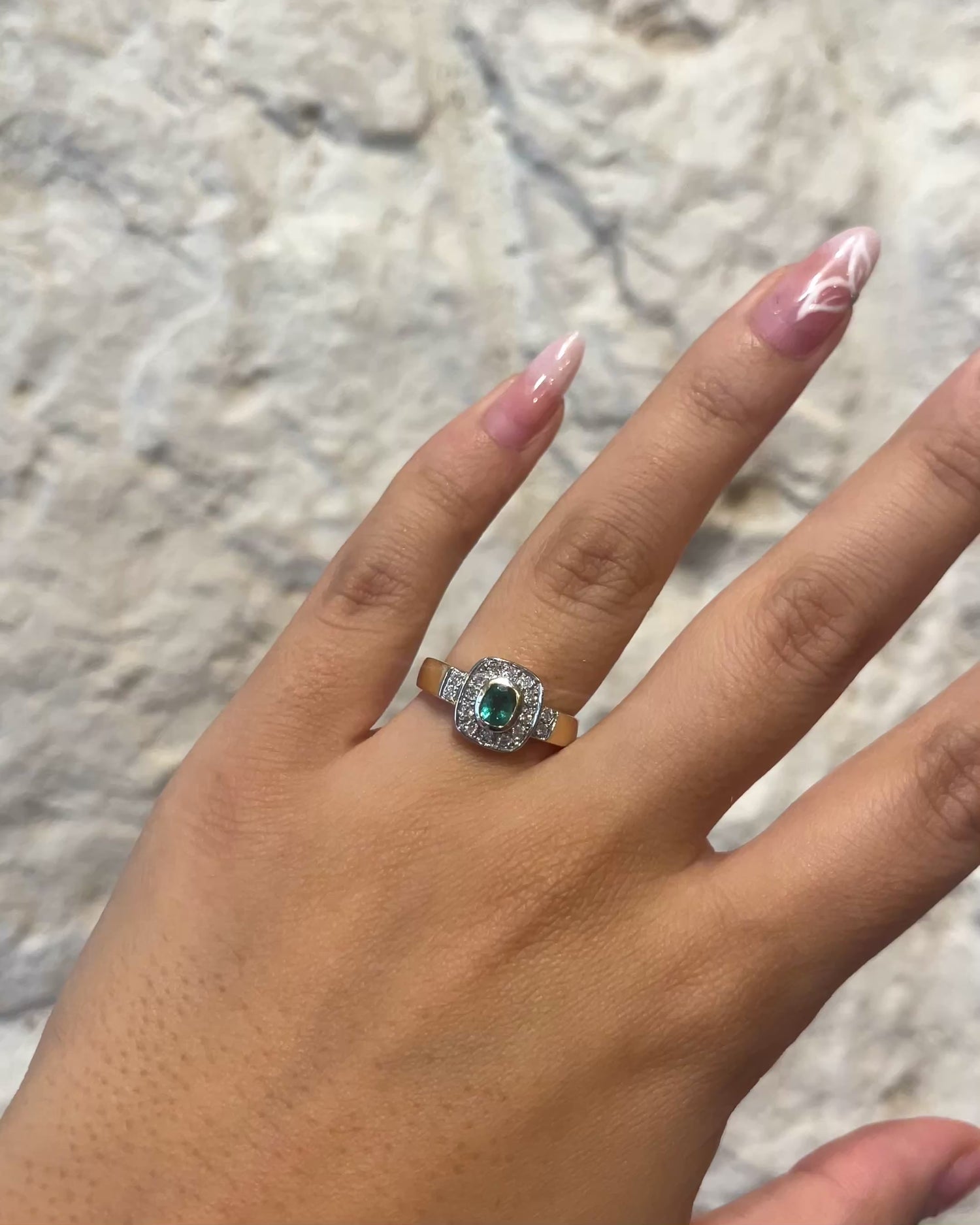 Bague Style Art Deco Émeraude &amp; Diamants &quot;Judy&quot;