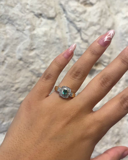 Bague Style Art Deco Émeraude &amp; Diamants &quot;Judy&quot;
