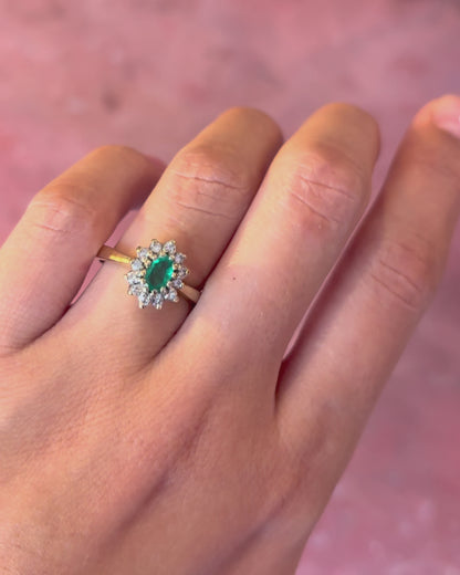 Bague Marguerite Émeraude &amp; Diamants "Simone"