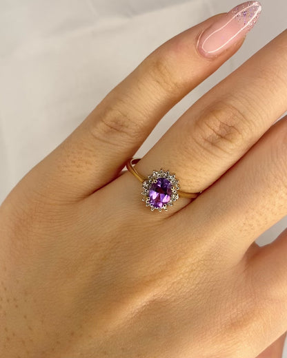 Bague Marguerite Améthyste 0.60 carat &amp; Diamants "Linda"