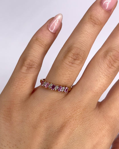 "Aurélie" Pink Sapphire &amp; Diamond Riviera Ring