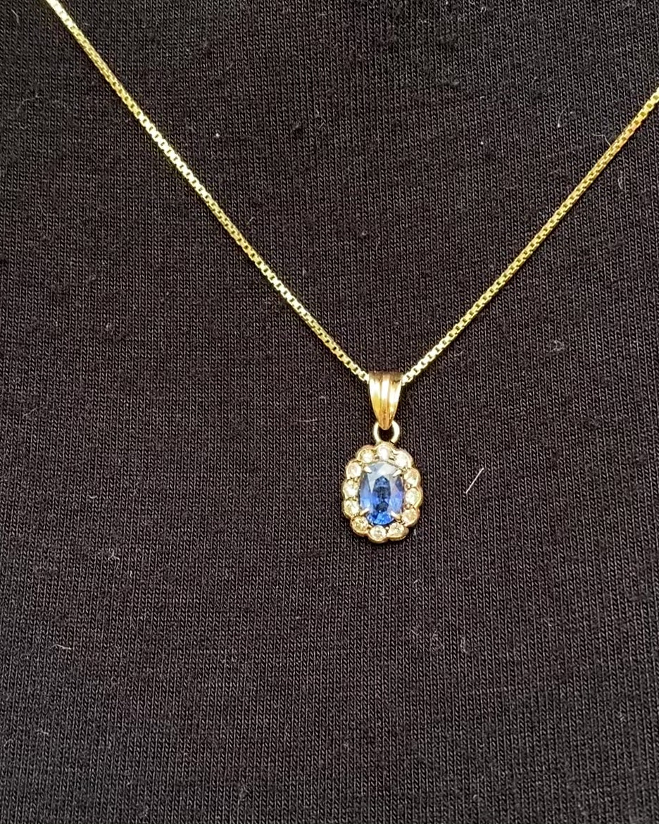 Marguerite Pendant Sapphire 0.56 carat &amp; Diamonds 0.24 carat "Taline"