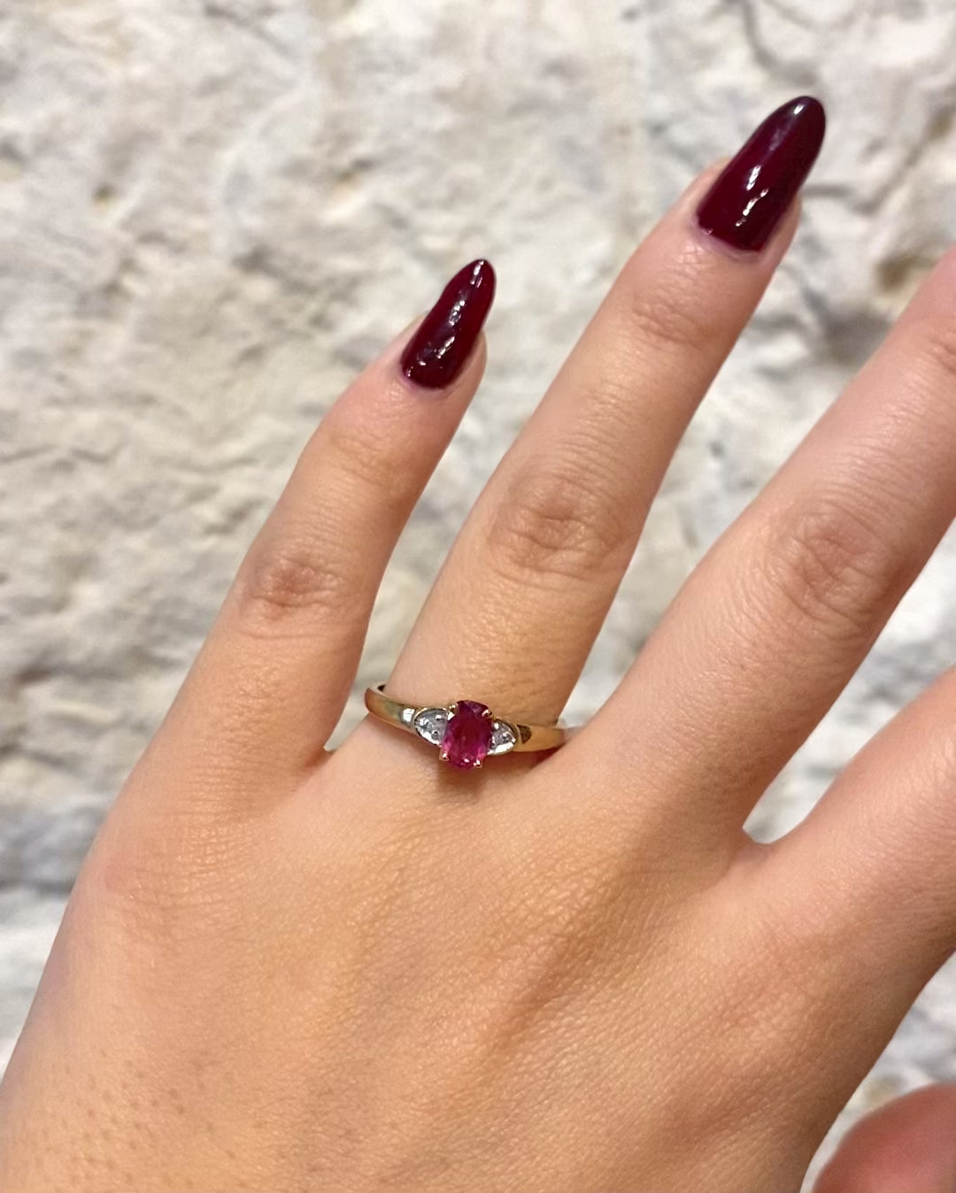 Bague Trilogie Tourmaline Rose &amp; Diamants "Judy"