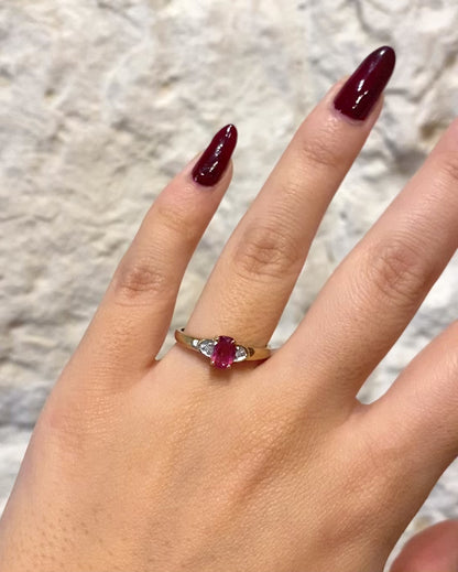 Bague Trilogie Tourmaline Rose &amp; Diamants &quot;Judy&quot;