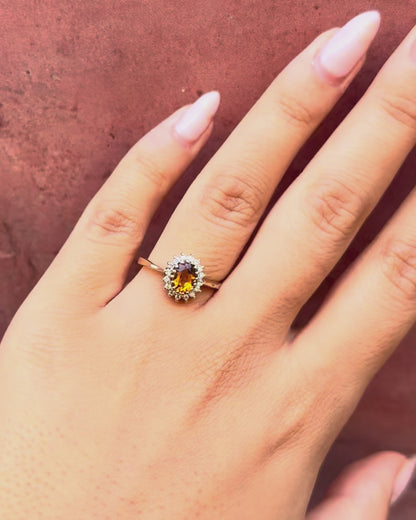 Anillo margarita de citrino de 0,75 quilates y diamantes «Sandrine»