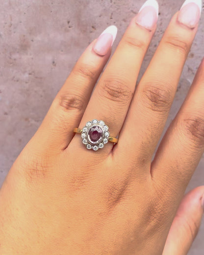 Anillo Marguerite Zafiro Rosa y Diamantes 0,24 quilates 4,65 g "Roxane"