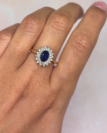 Bague Marguerite Saphir 0.85 carat &amp; Diamants 0.32 carat "Adriana"
