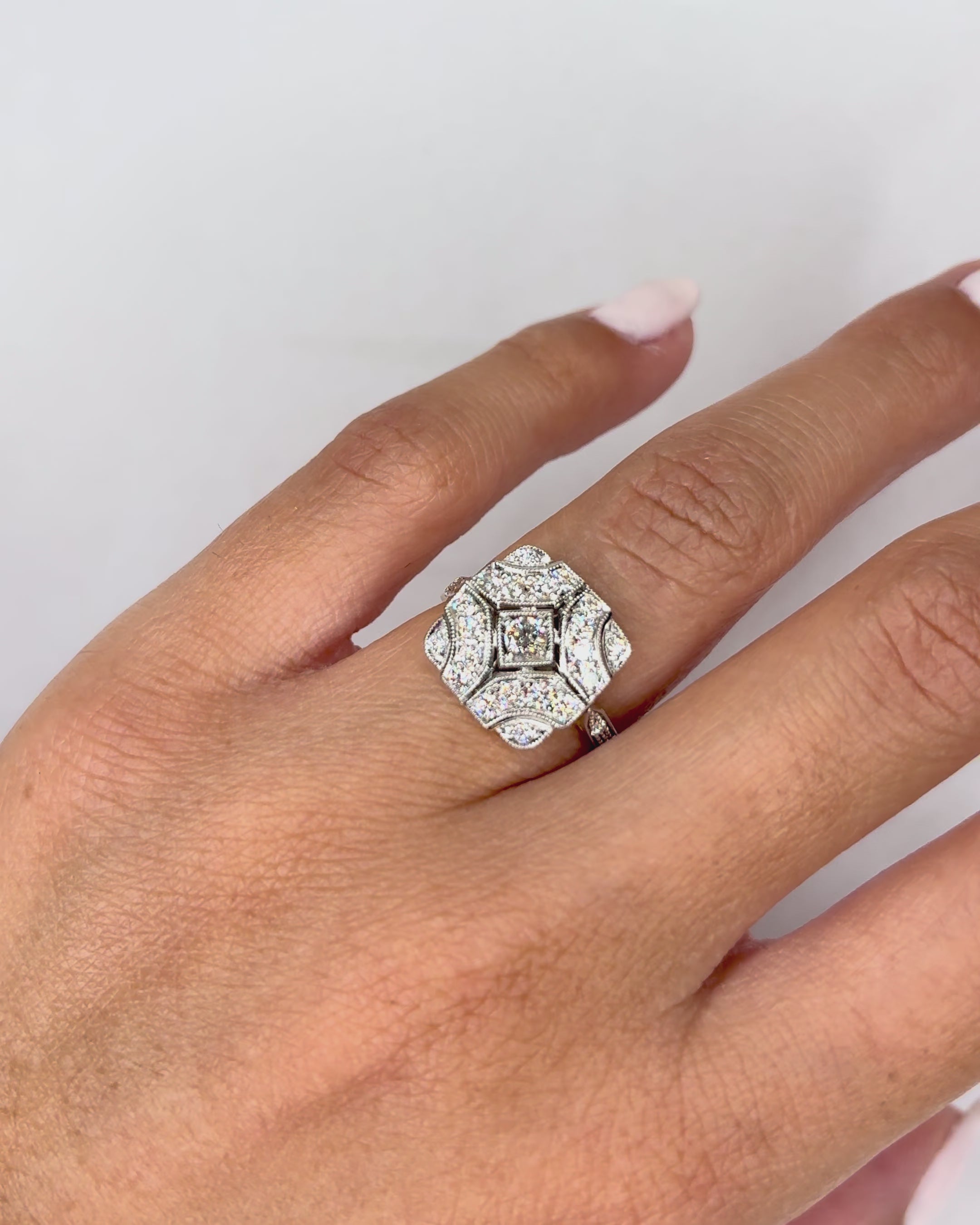 Bague Art Déco Diamants 0.75 carat "Anabelle"