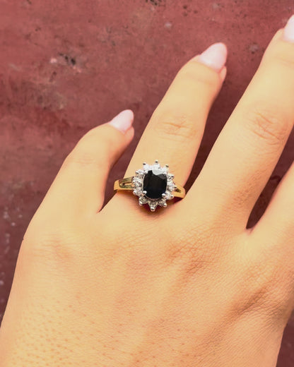 Bague Marguerite Saphir 1.60 carat &amp; Diamants 0.24 carat "Eleanore"