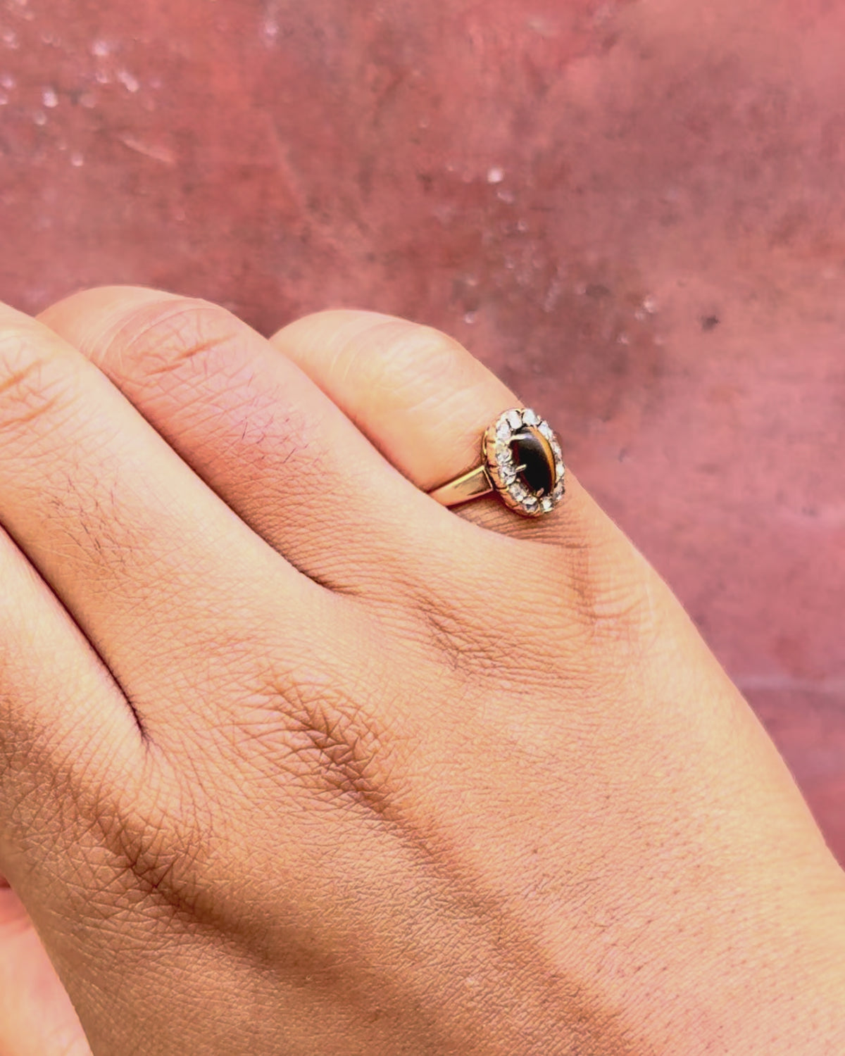 0|Tiger’s Eye Daisy Ring, 0.60 carat &amp; 0.39 carat Diamonds “Carmen”