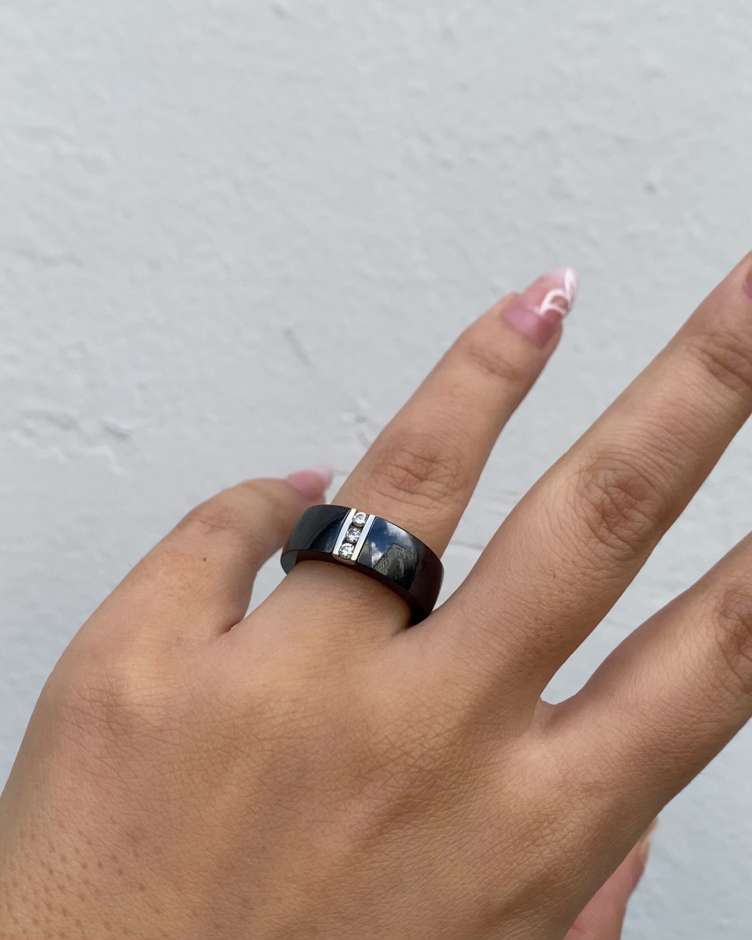 Bague Jonc Céramique &amp; Diamants 6.16 g &quot;Kamila&quot;
