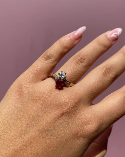Bague Toi &amp; Moi Rubis 0.70 carat &amp; Diamants &quot;Blandine&quot;