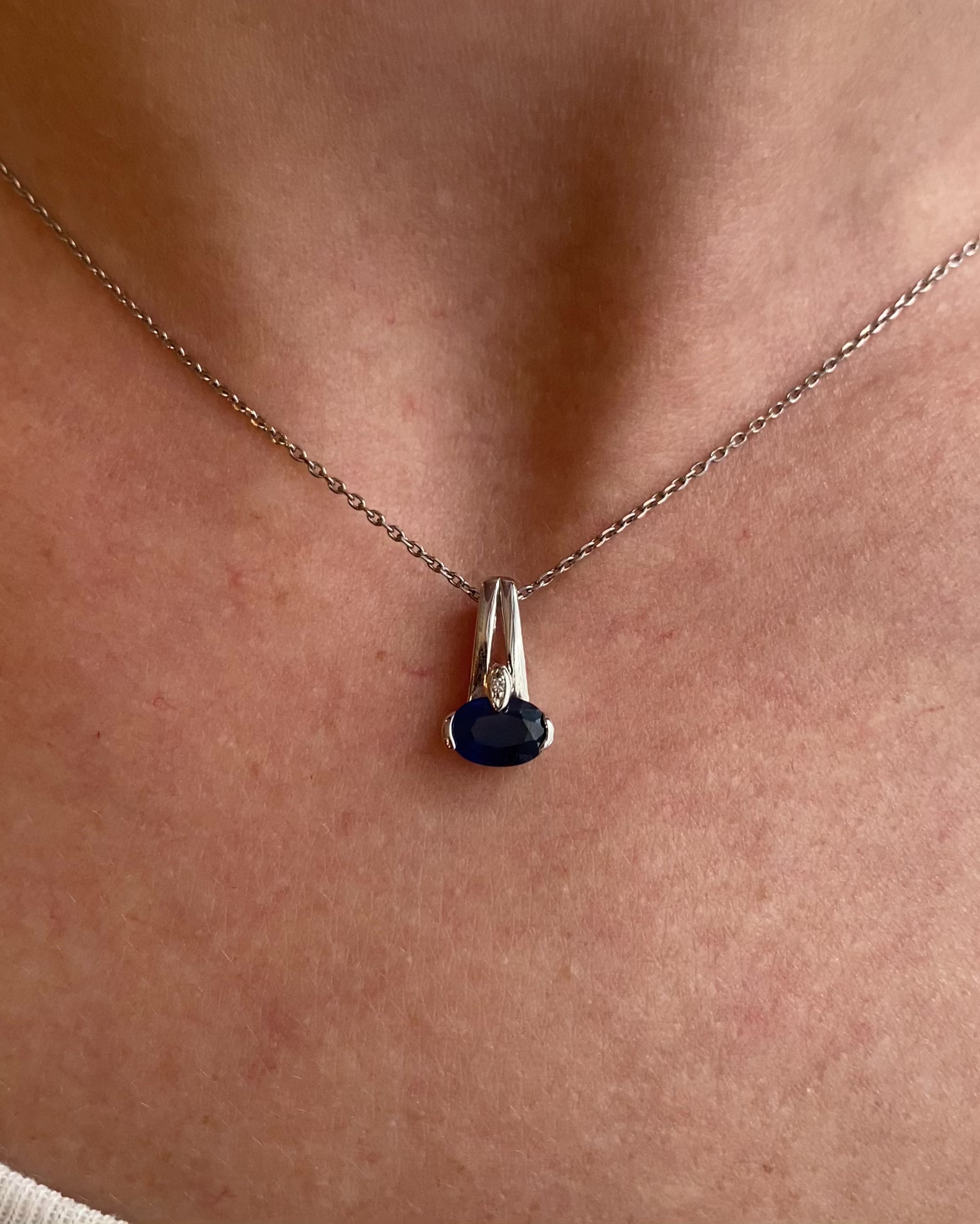 Pendentif Saphir 1 carat &amp; Diamant "Lison"