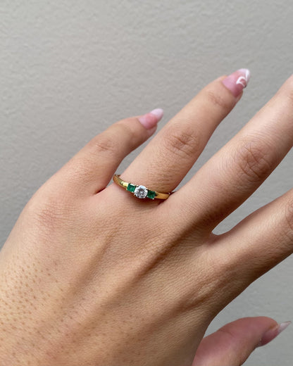 Bague Trilogie Diamant &amp; Émeraudes &quot;Naomie&quot;