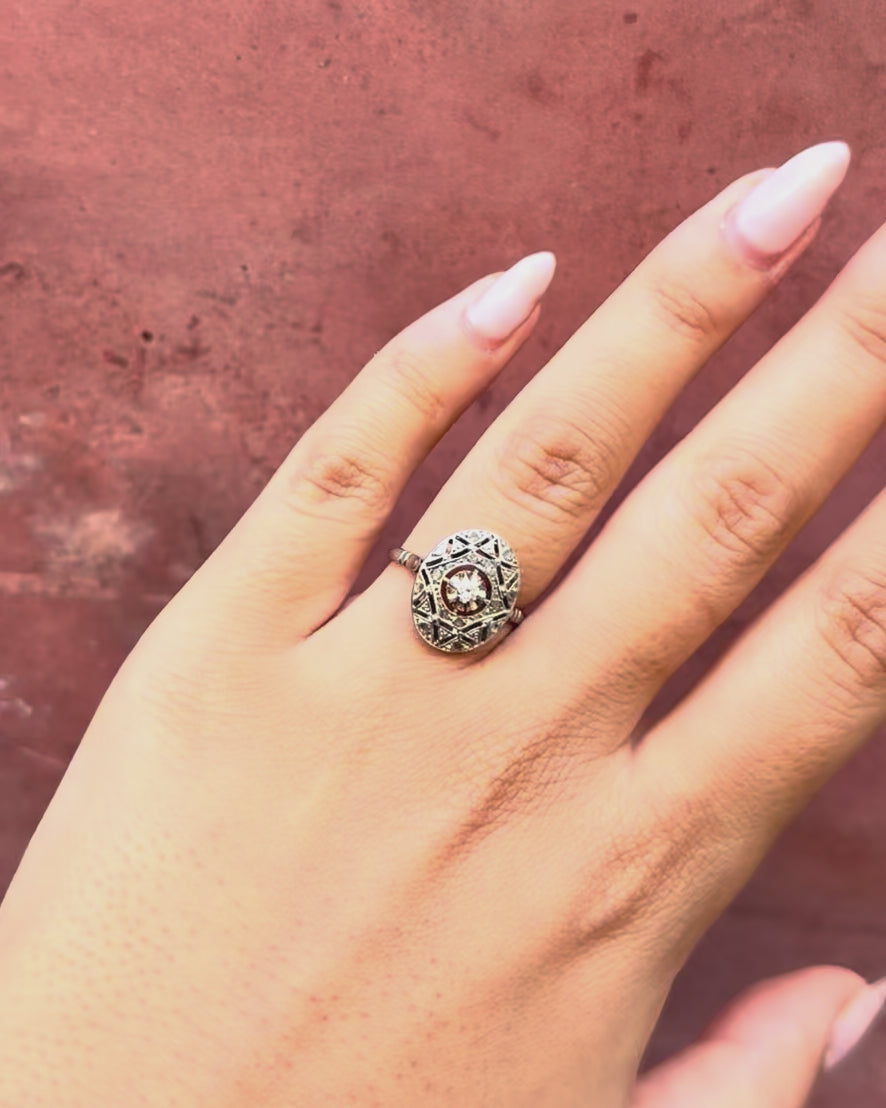 Anillo Art Déco de diamantes de 0,20 quilates «David»
