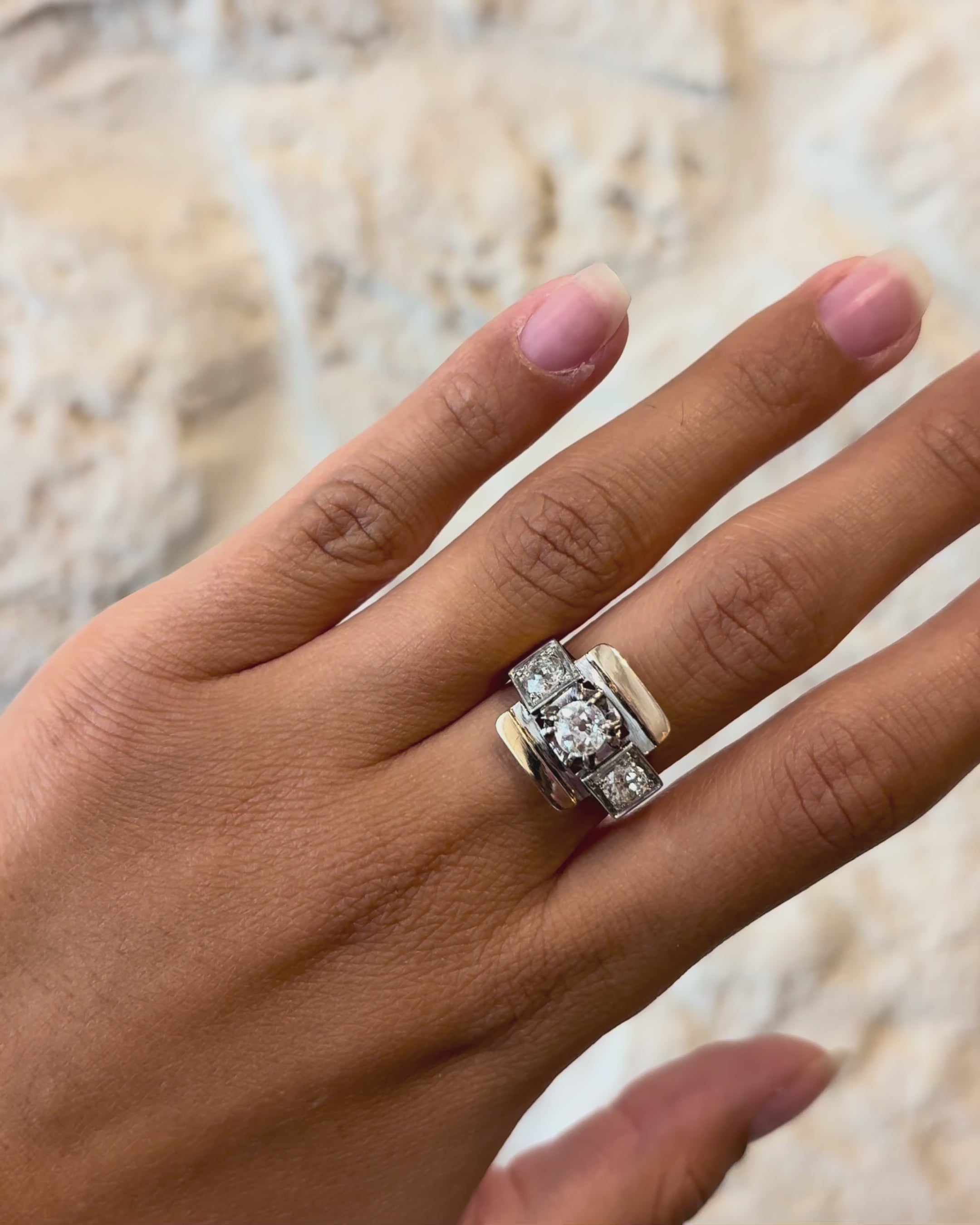 Bague Tank Trilogie Diamants 1.25 carat &quot;Amandine&quot;