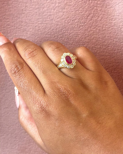 Bague Marguerite Rubis 1.31 carat &amp; Diamants 0.71 carat "Fanny"