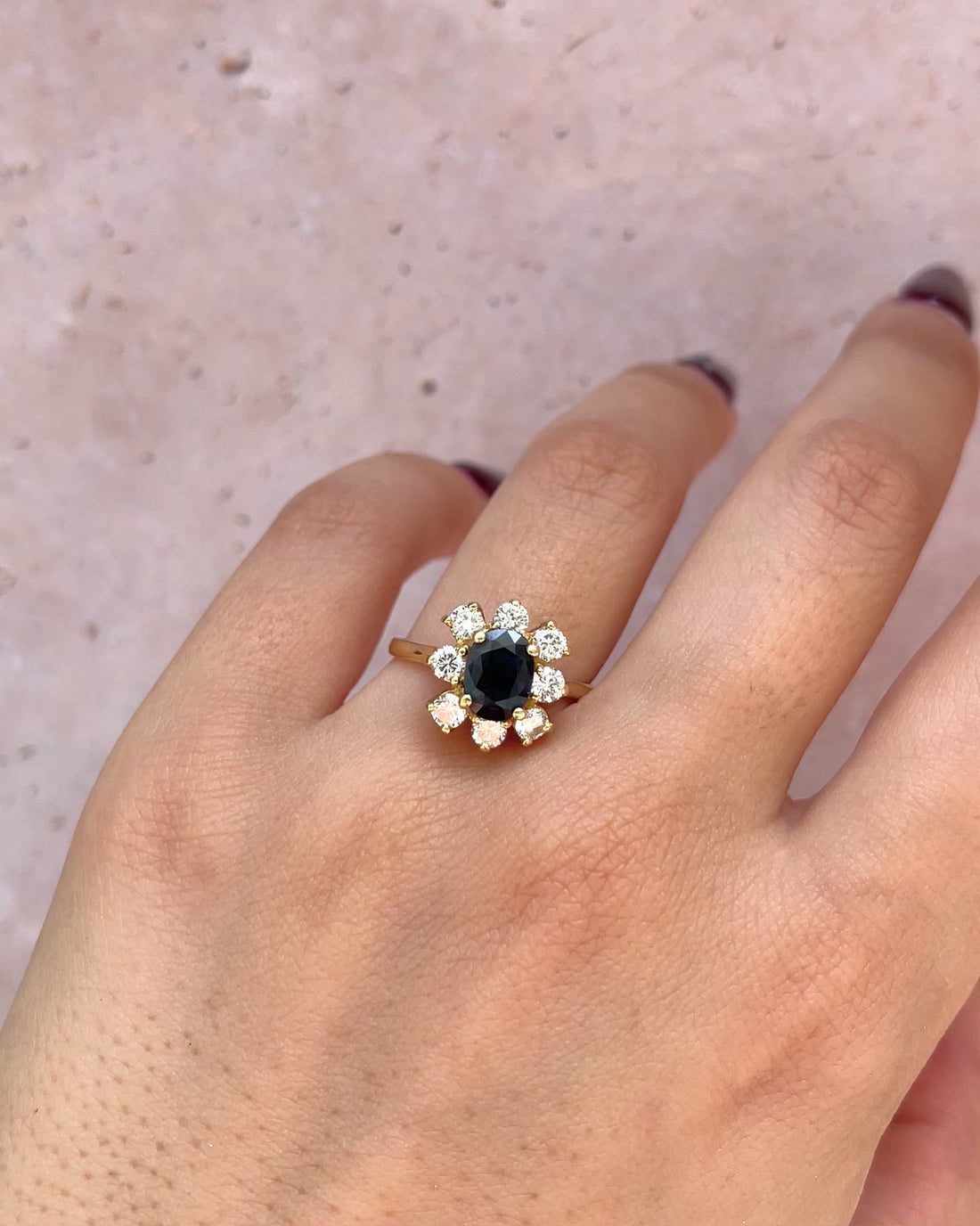 Marguerite Sapphire Ring 1 carat &amp; Diamonds 0.56 carat "Dilara"
