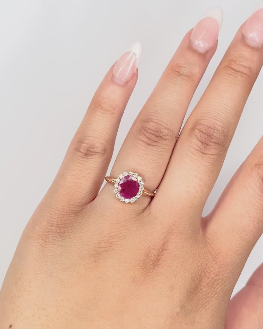 Marguerite Ring Burmese Ruby 1.10 Carat &amp; Diamonds 0.27 Carat "Jennie"