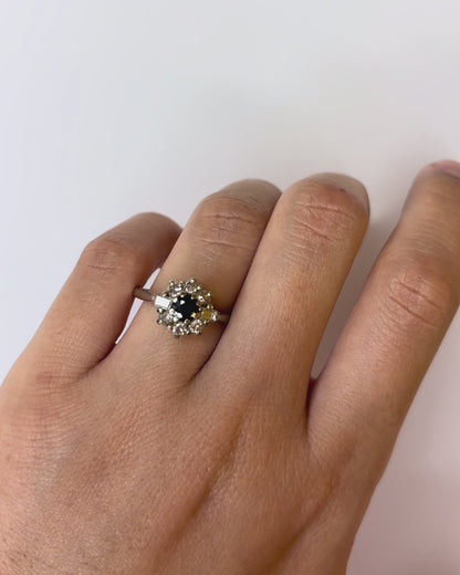 Bague Marguerite Saphir &amp; Diamants baguette &quot;Mina&quot;