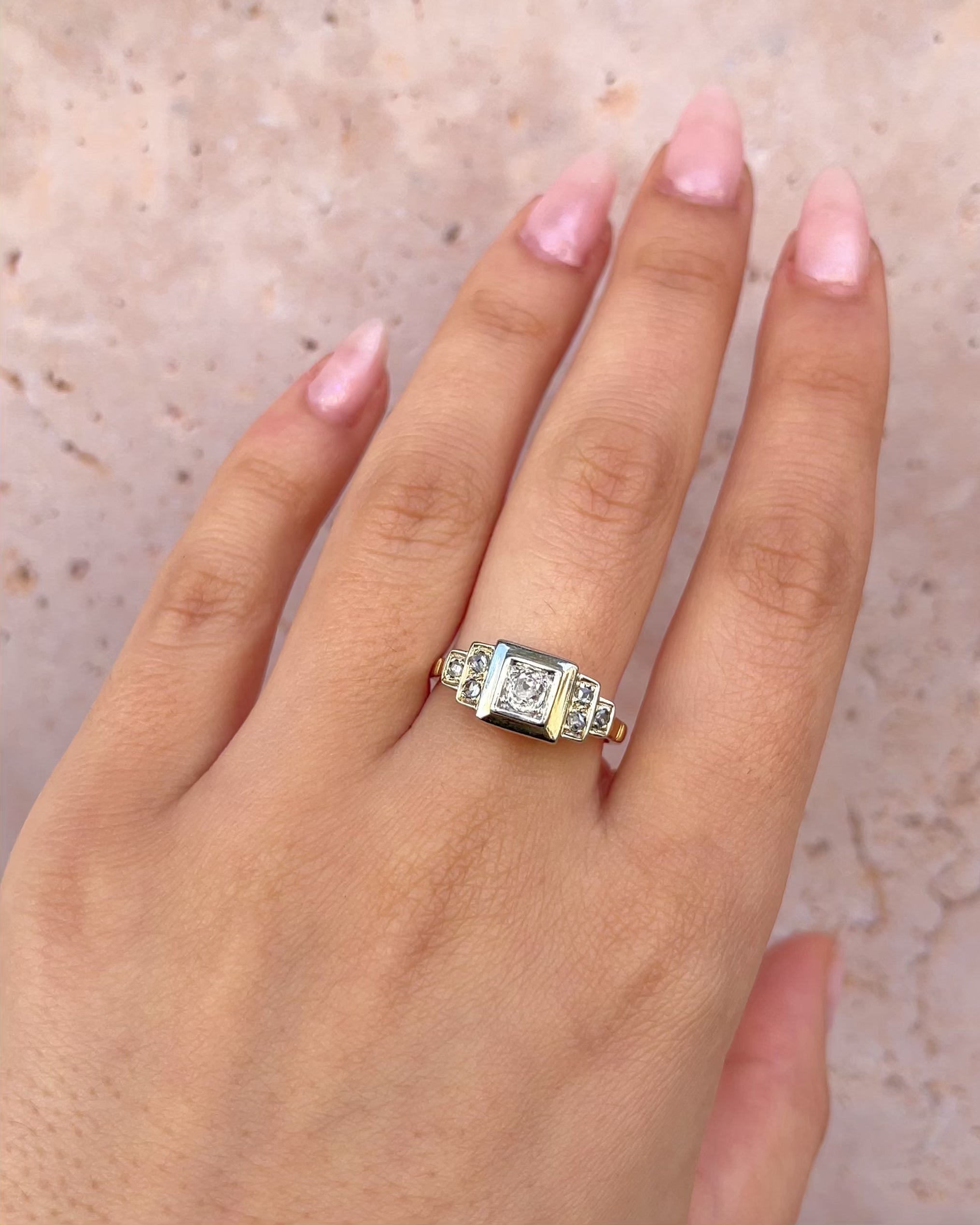 Tank Art Deco Diamond Ring 0.41 Carat "Solange"