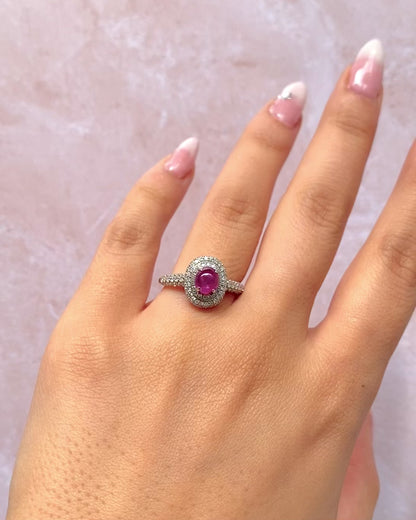 Bague Marguerite Rubis étoilé birman 1.46 carats &amp; Diamants "Céliane"