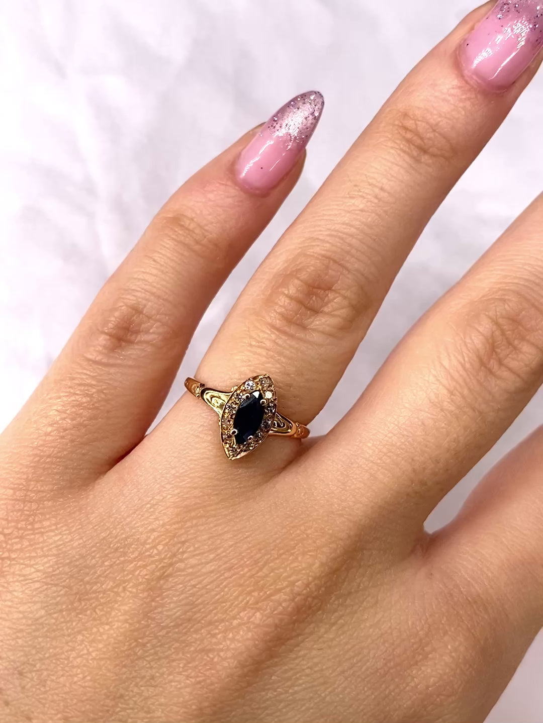 Bague Marquise Saphir &amp; Diamants "Tosca"