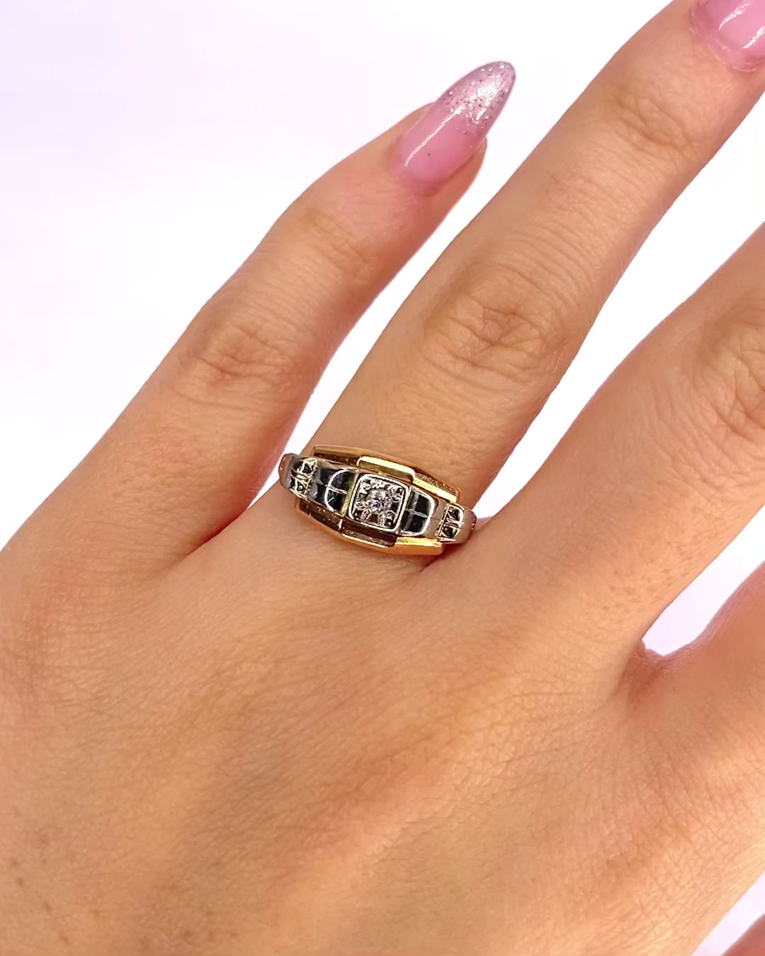Anillo Tank Art Déco Diamante "Jocelyne"