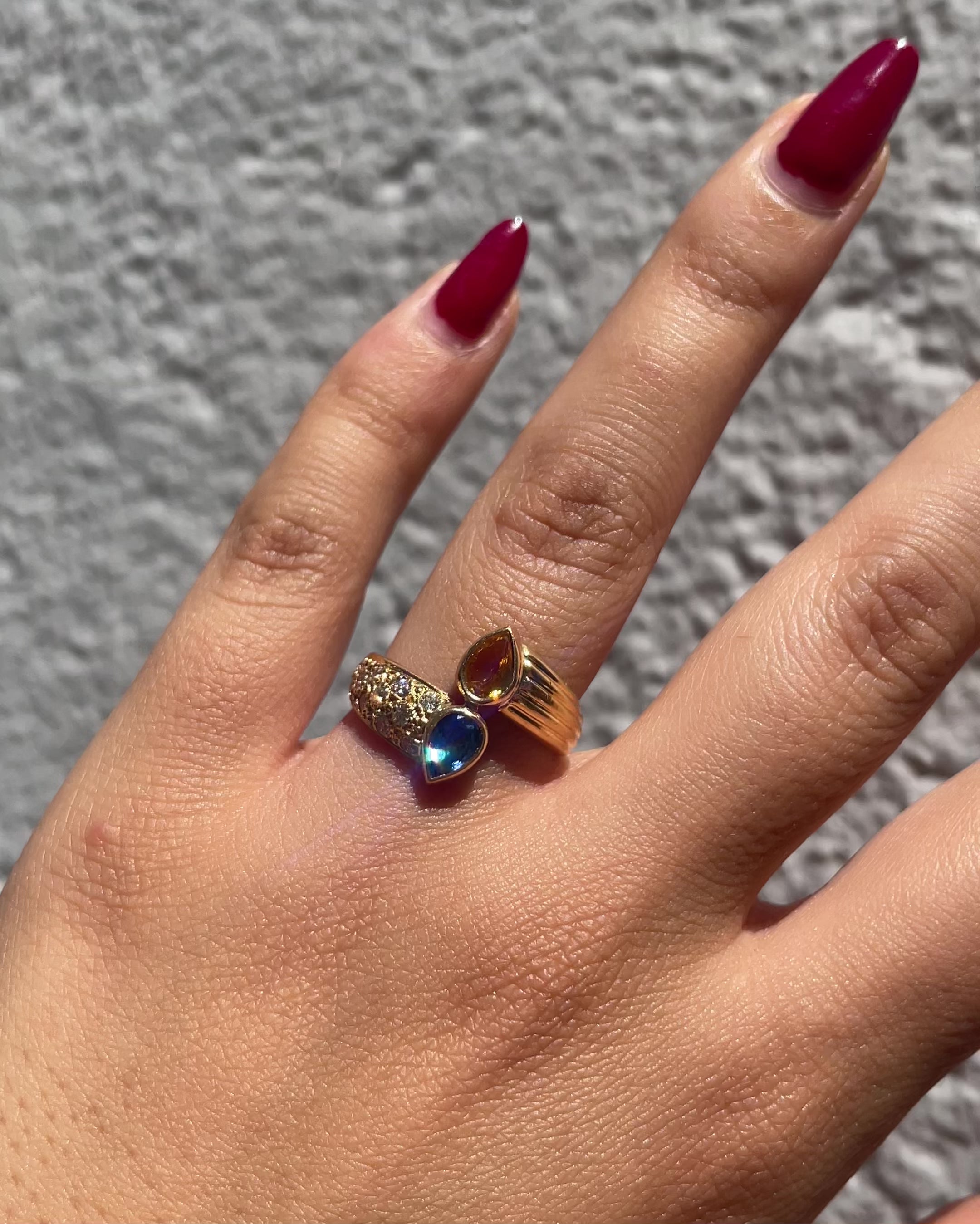 Bague Toi et moi Saphirs 1.10 carat &amp; Diamants "Mewen"