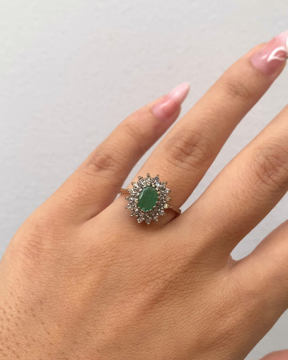 Bague Marguerite Émeraude &amp; 32 Diamants &quot;Alina&quot;
