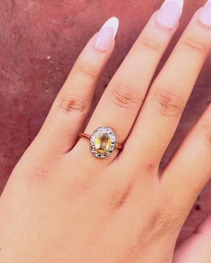 Bague Marguerite Citrine 1.42 carat &amp; Diamants 4.1g "Leonora"