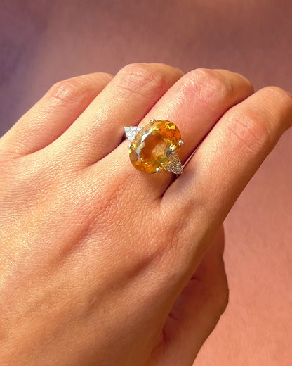 Bague Trilogie Citrine 9.15 carats &amp; Diamants 5,26g "Jade"