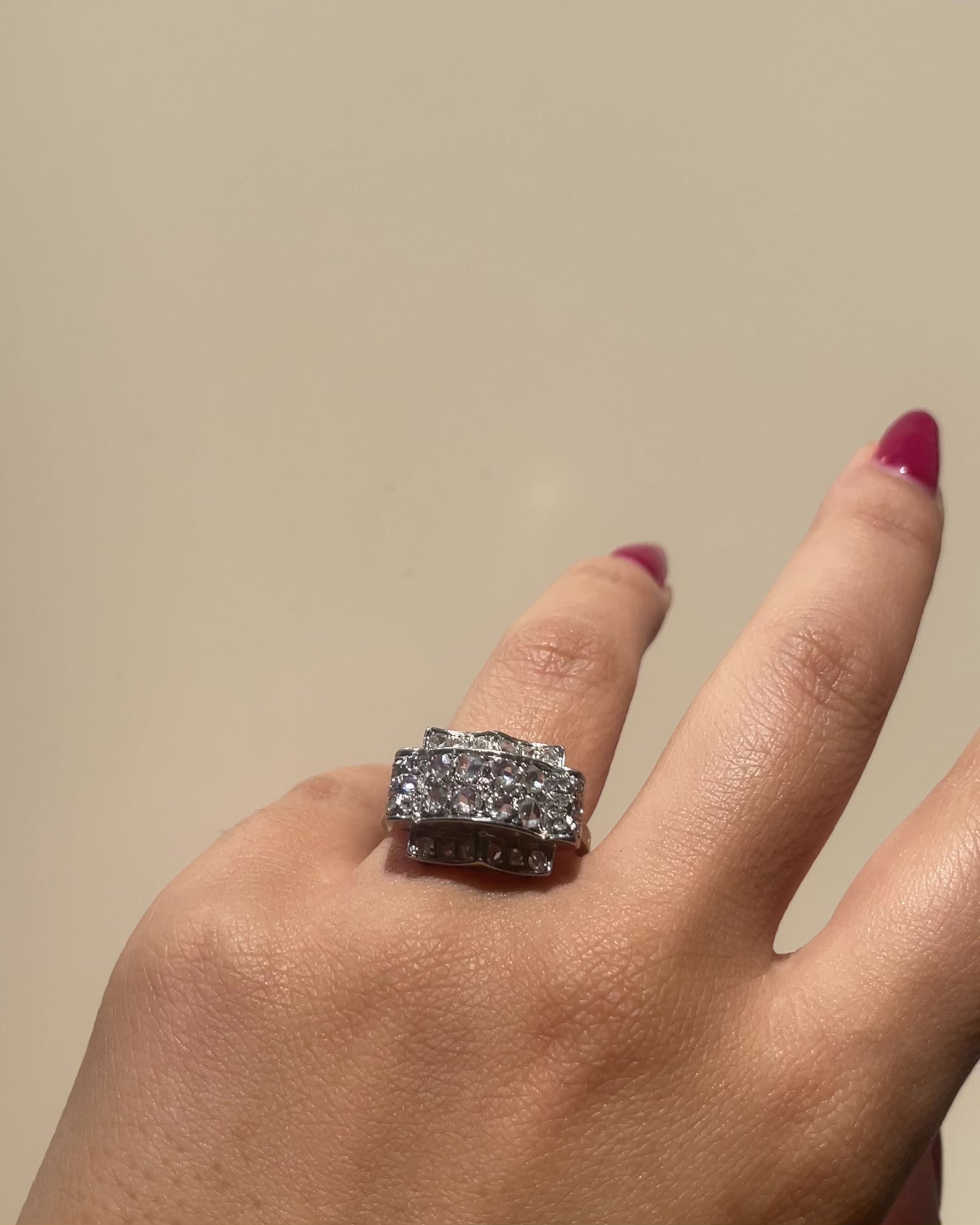 Tank Art Deco Diamond Ring 0.52 carat "Padim"