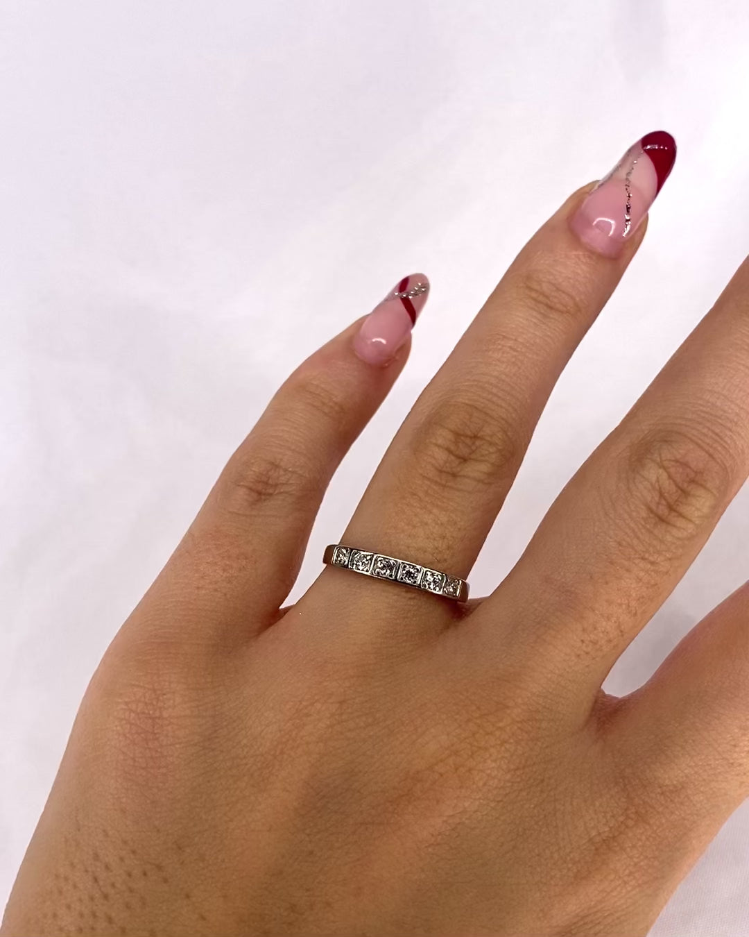 Demi-Alliance Art-déco 6 Diamants &quot;Lilou&quot;