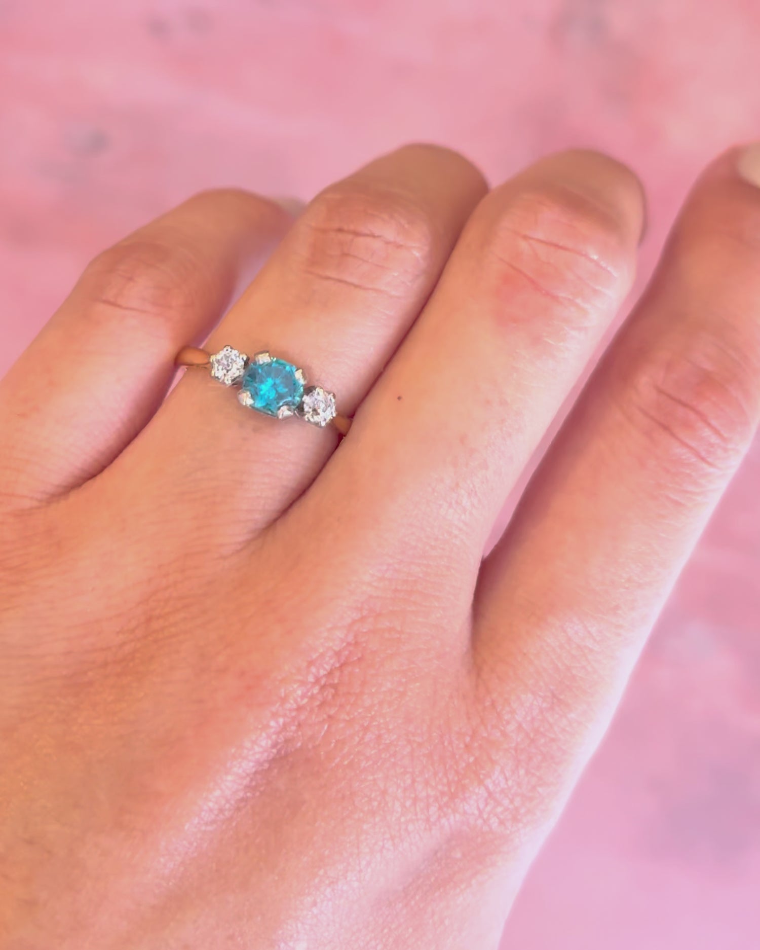 Bague Trilogie Zircon 0.85 carat &amp; Diamants "Ariel"