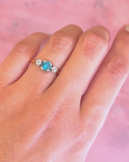Bague Trilogie Zircon 0.85 carat &amp; Diamants "Ariel"