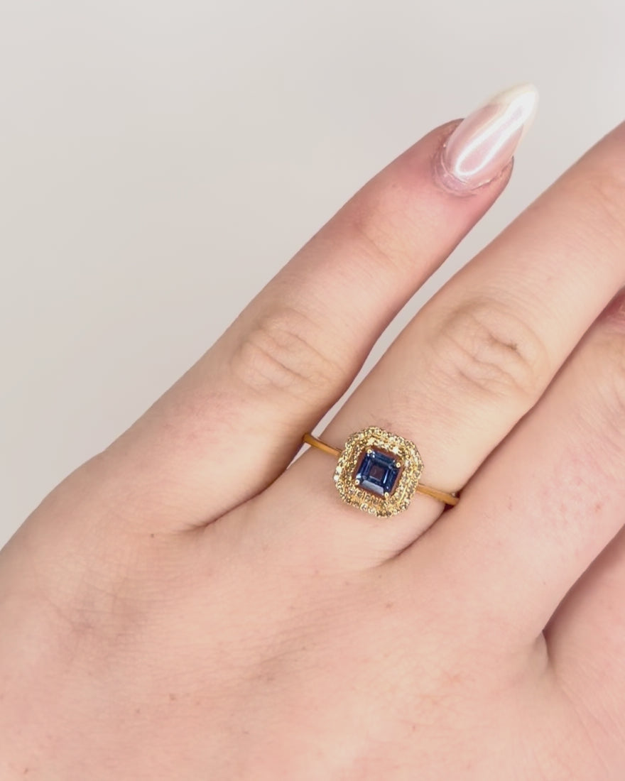 Bague Style Art-Déco Saphir &amp; Diamants "Sophia"