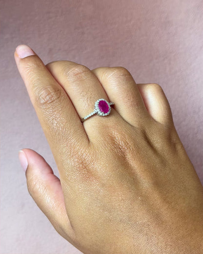 Bague Style Art-Déco Rubis 0.72 carat &amp; Diamants 0.28 carat "Doris"