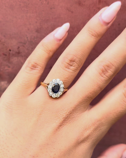Bague Marguerite Saphir 0.98 carat &amp; Diamants 0.48 carat "Laurène"