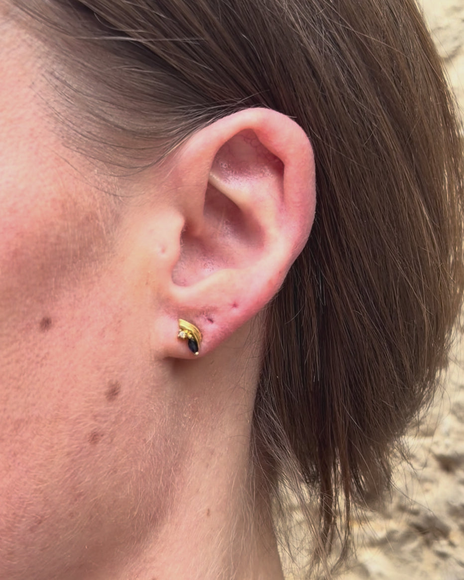 “Amalia” Sapphire &amp; Diamond Stud Earrings