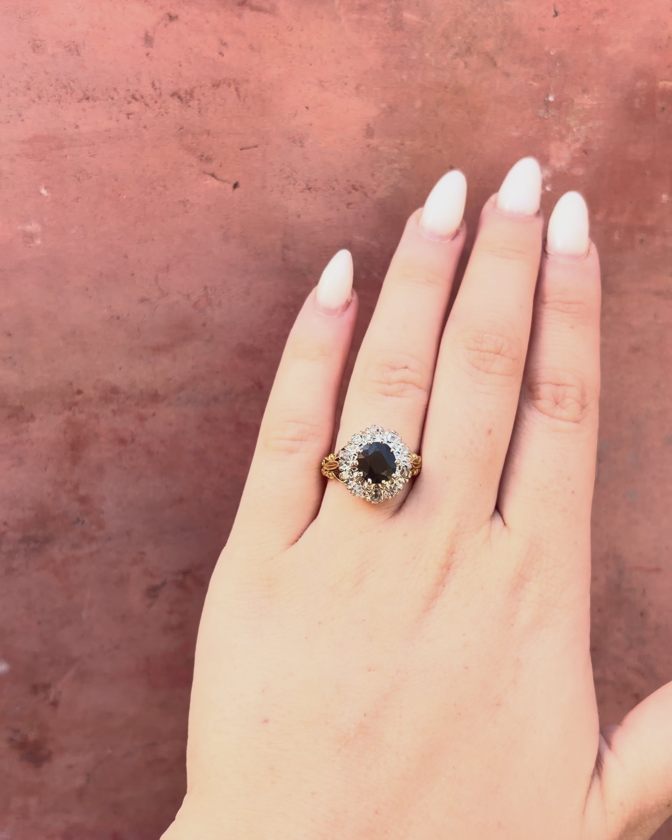 Bague Marguerite Saphir 1.94 carat &amp; Diamants 0.45 carat "Sam"