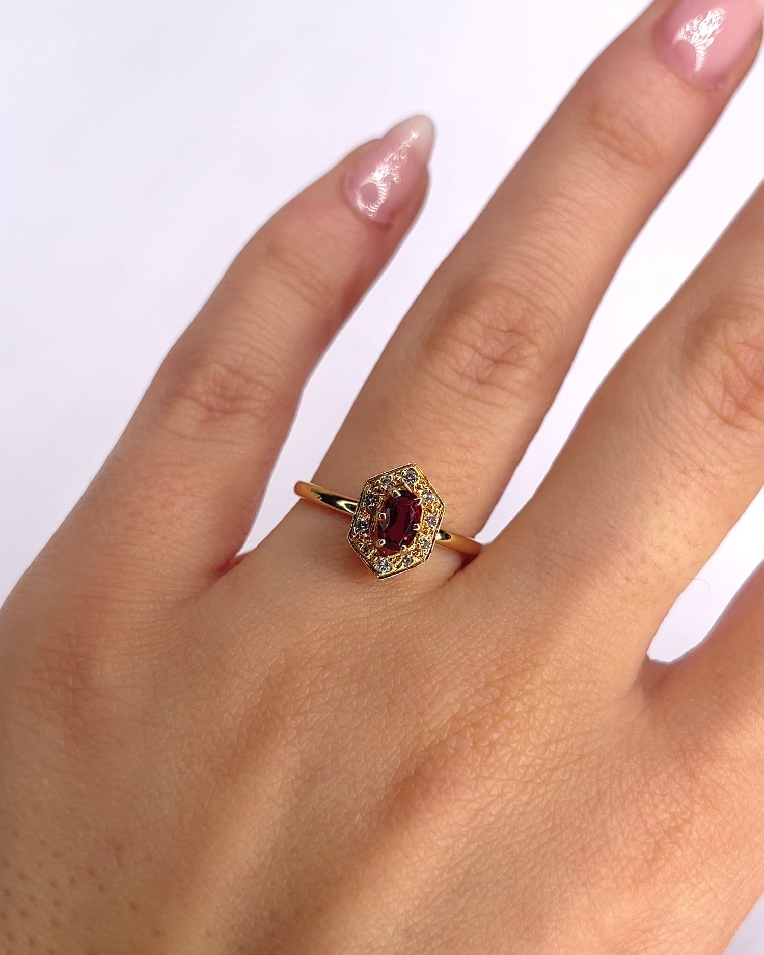 Bague Style Art-Déco Rubis &amp; Diamants "Yolande"