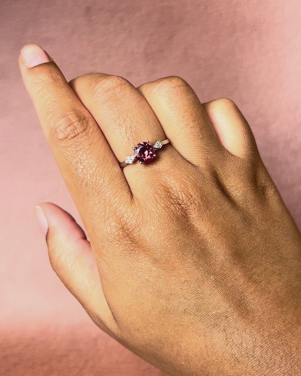 Natural Zircon Trilogy Ring 1.75 Carat &amp; Diamonds "Pascaline"