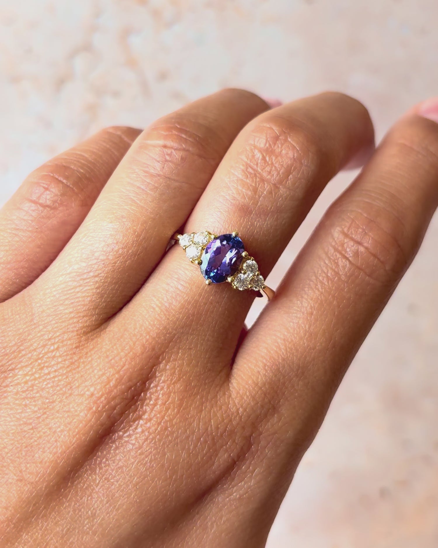 Bague Trilogie Tanzanite 1.35 carat &amp; Diamants 0.36 carat "Appoline"