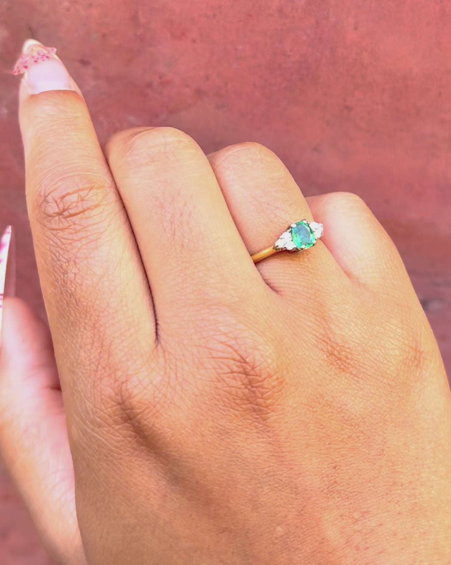 Bague Trilogie Émeraude &amp; Diamants "Jessy"