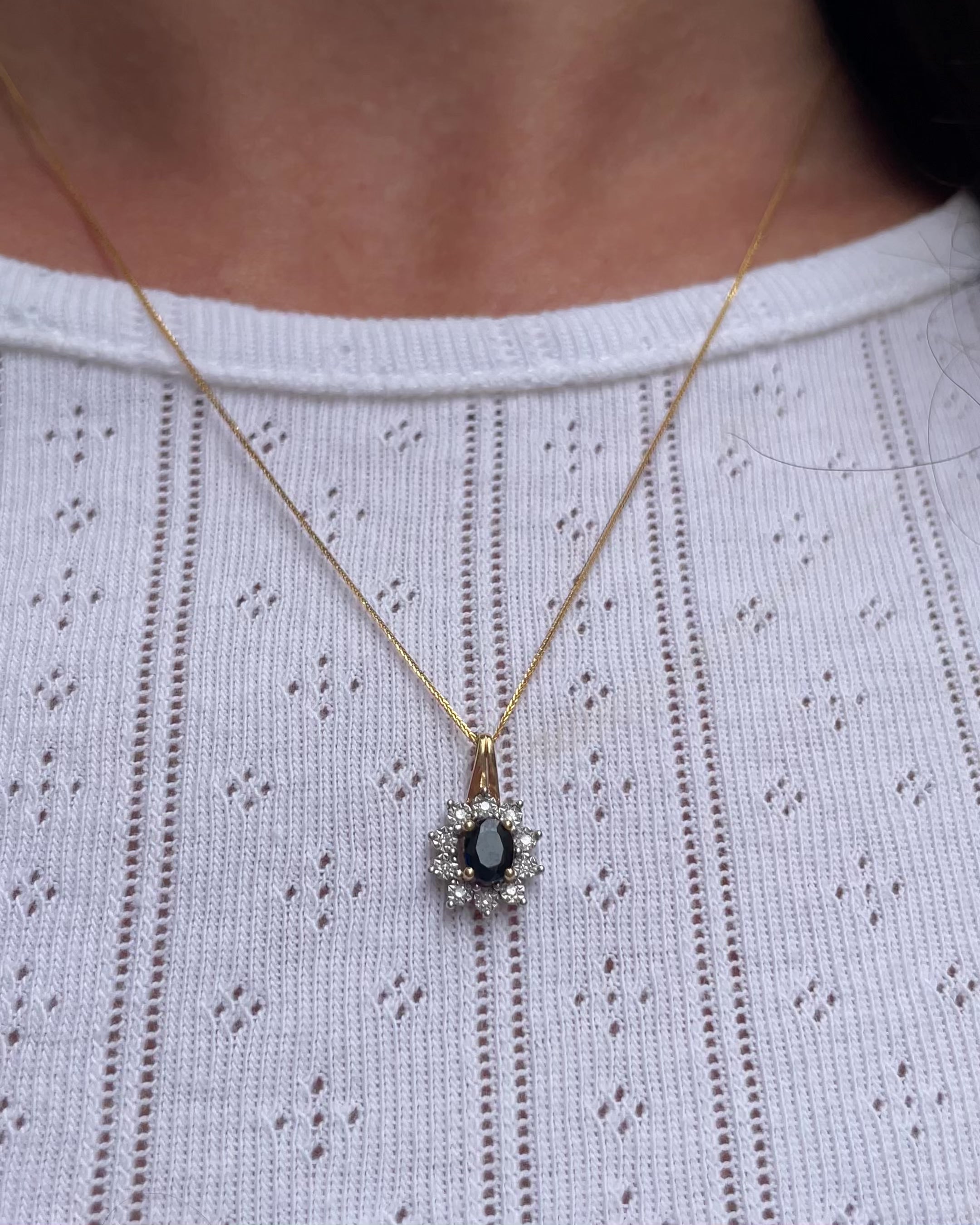 Collier Marguerite Saphir &amp; Diamants "Avenia"