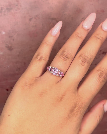 Rose Sapphire Trilogy Ring 3.56 Carats &amp; Diamonds "Emmy"