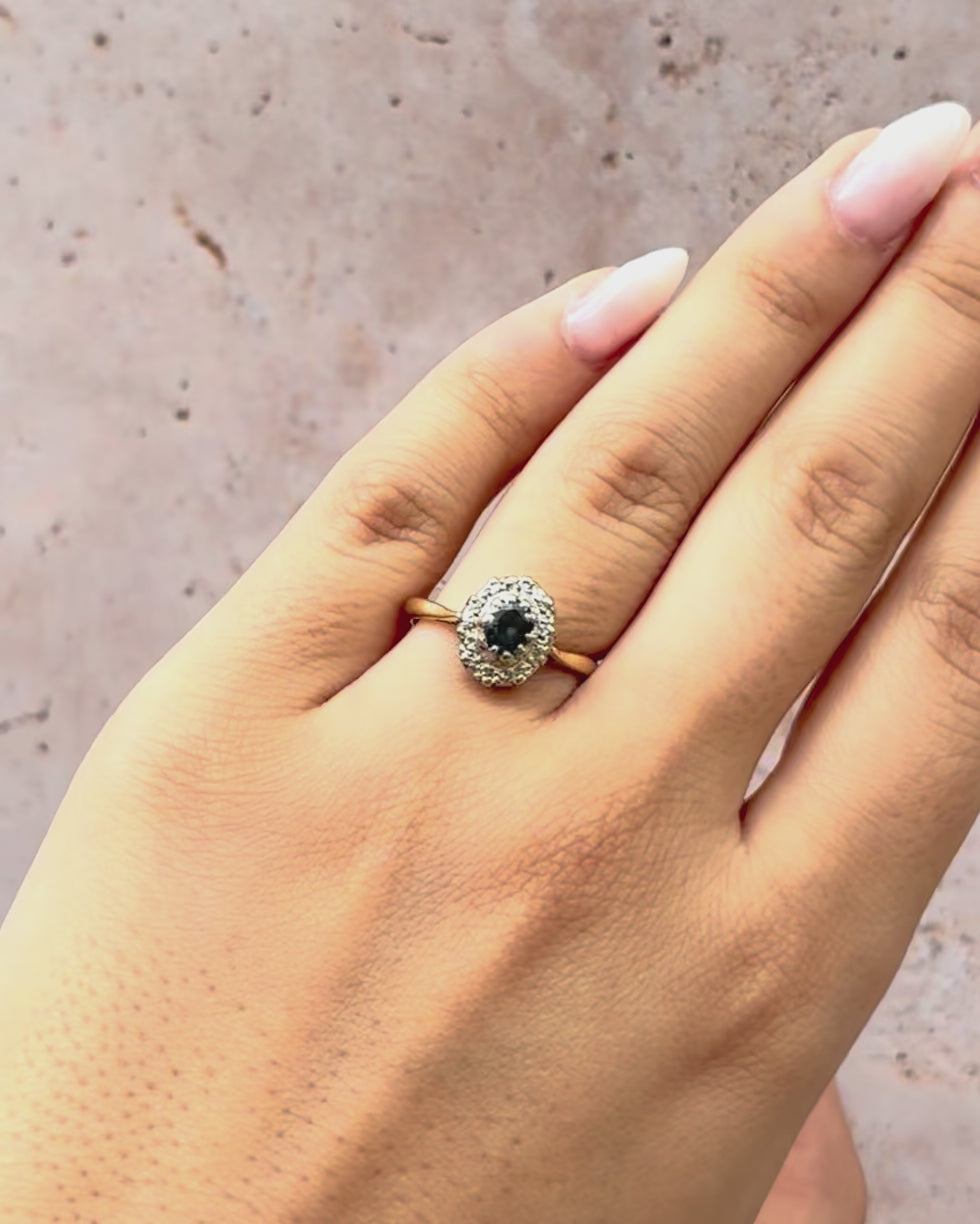Bague Marguerite Saphir 0.65 carat &amp; Diamants "Sabrina"