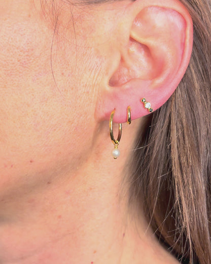 Yellow Gold 18 Carat Pearl Hoop Earrings "Clara"